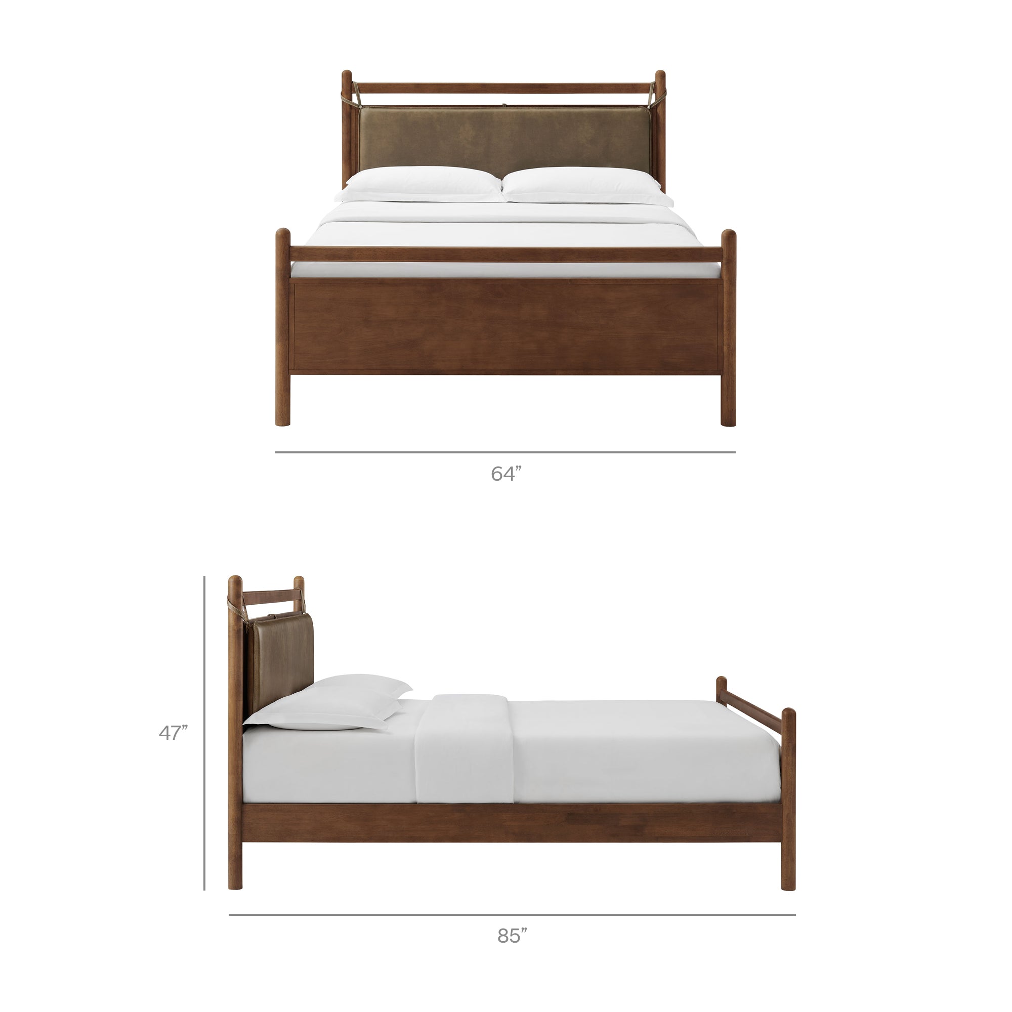 Leni Vegan Leather and Wood Platform Bed Frame view 4