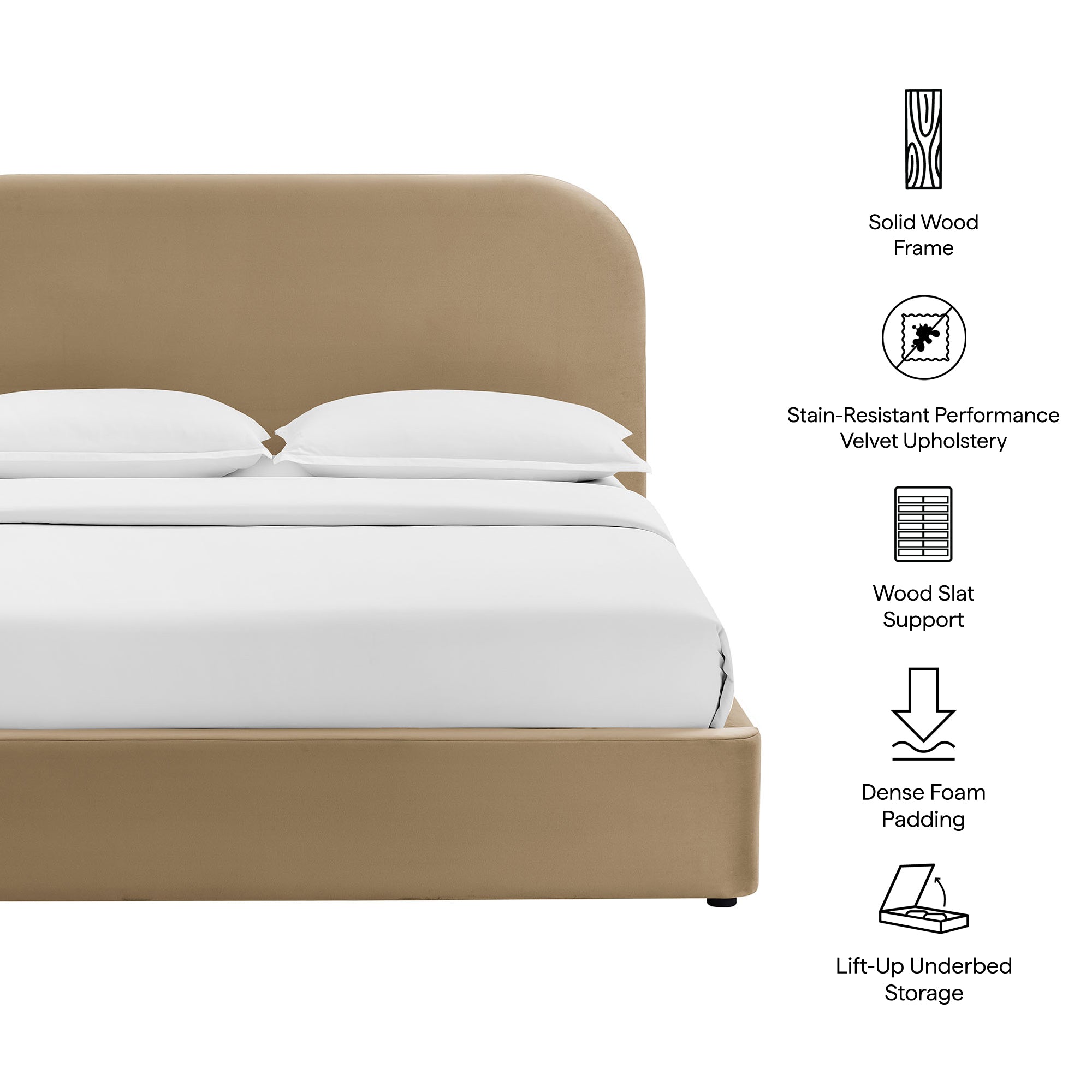 Keynote Performance Velvet Storage Platform Bed Frame view 3
