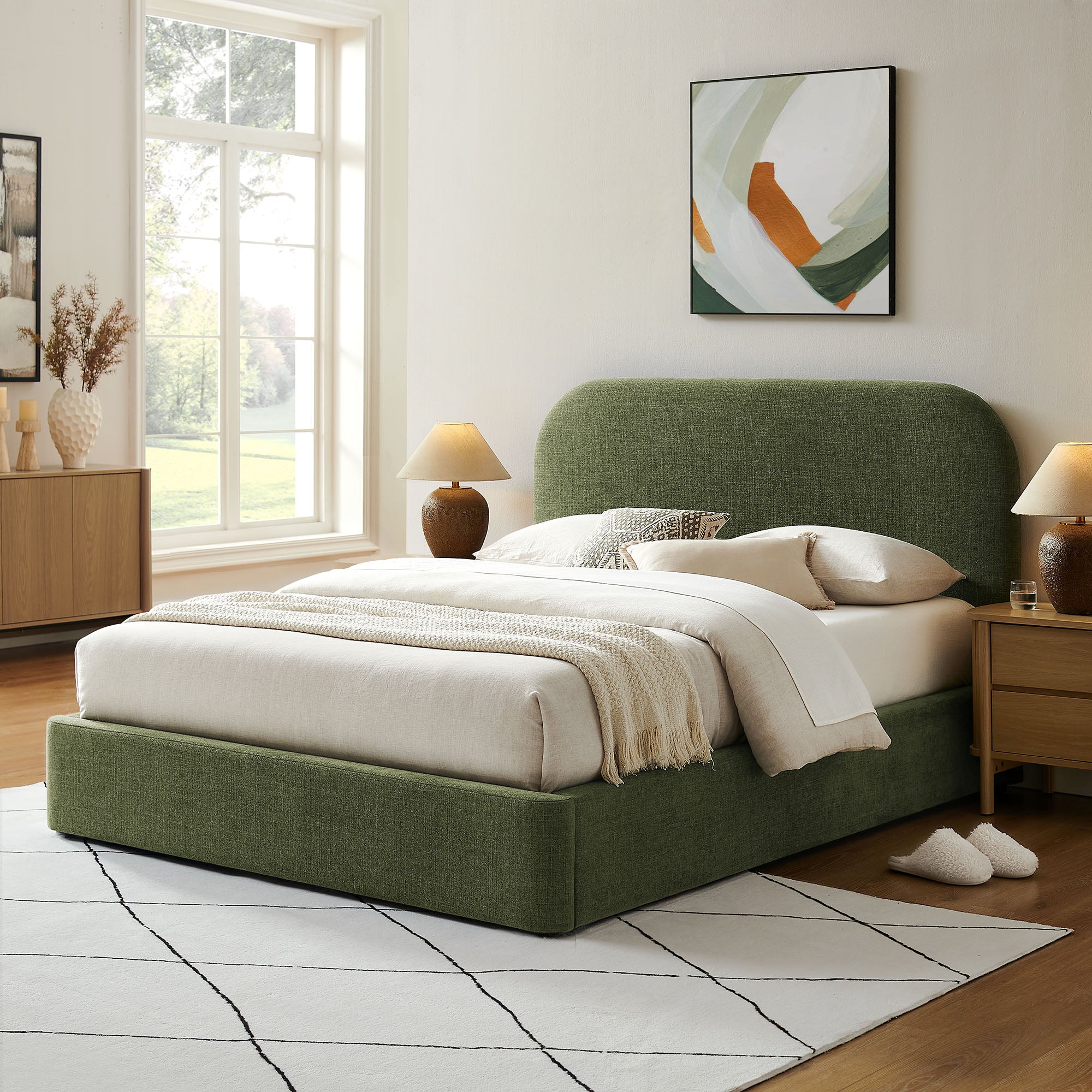 Keynote Fabric Upholstered Storage Platform Bed Frame view 2
