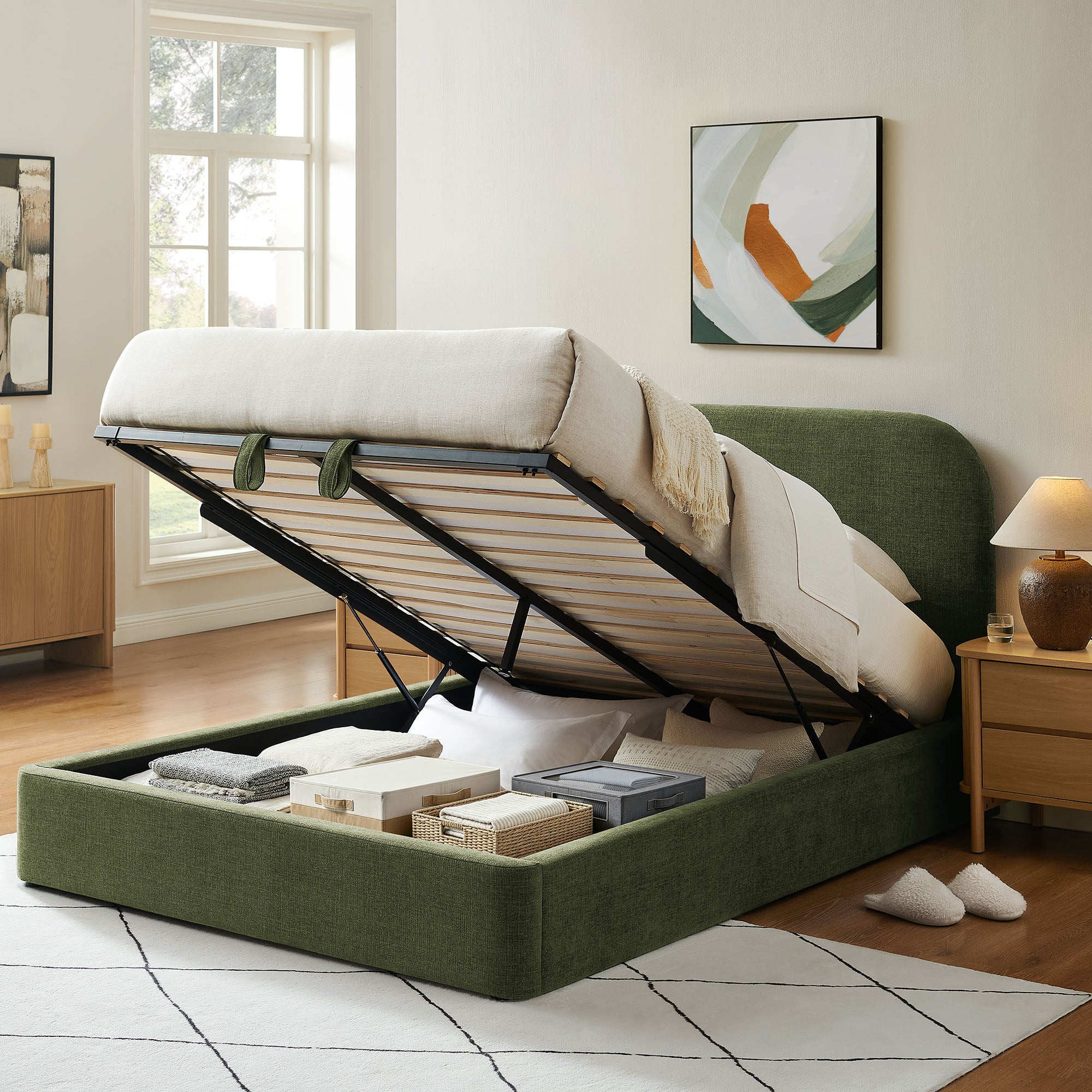 Keynote Fabric Upholstered Storage Platform Bed Frame view 6