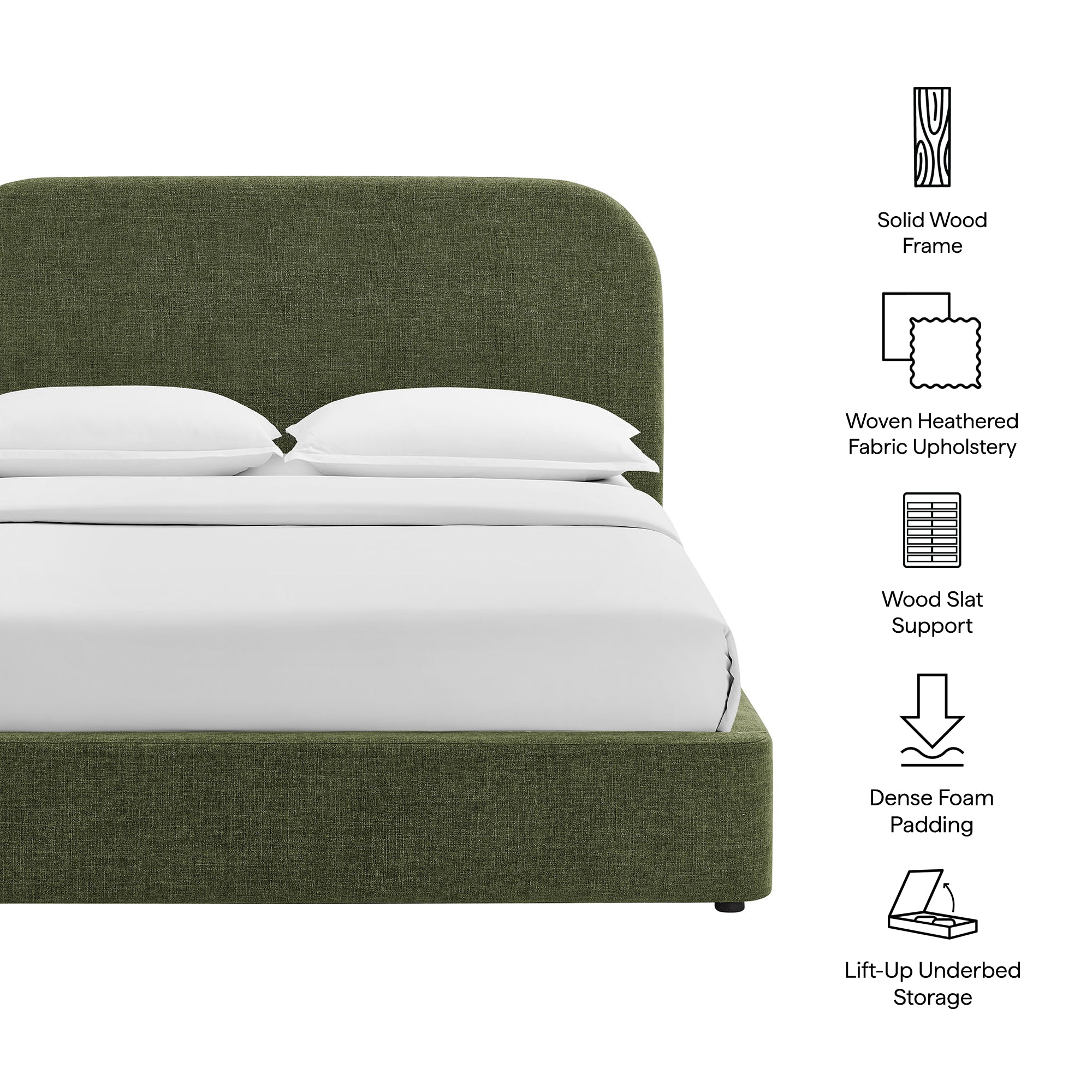 Keynote Fabric Upholstered Storage Platform Bed Frame view 3
