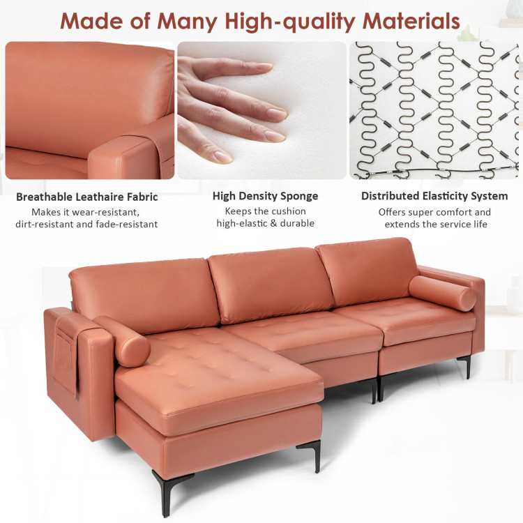 Modular L-shaped 3-Seat Sectional Sofa with Reversible Chaise and 2 USB Ports view 7