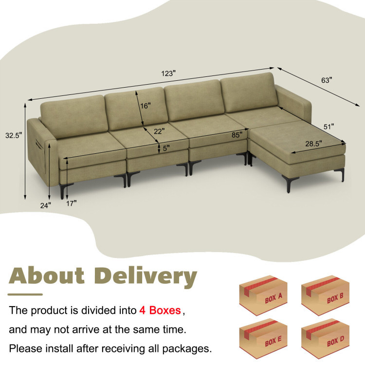 Modern Living Room Set: Modular L-shaped Sectional Sofa view 7