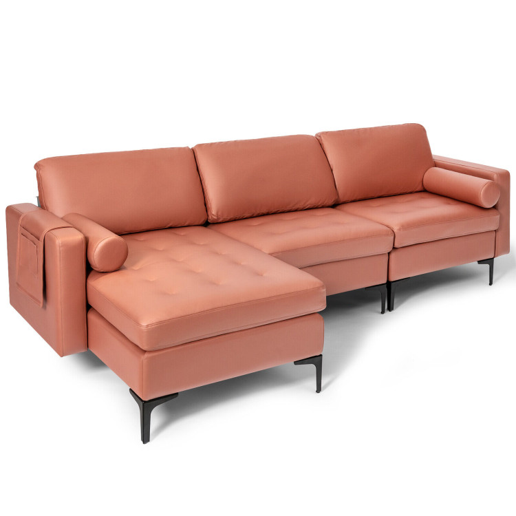 Modular L-shaped 3-Seat Sectional Sofa with Reversible Chaise and 2 USB Ports view 1