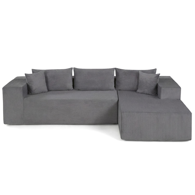 Modular Sectional Sofa Corduroy Upholstered L-shaped Sofa Couch with Deep Seats view 1