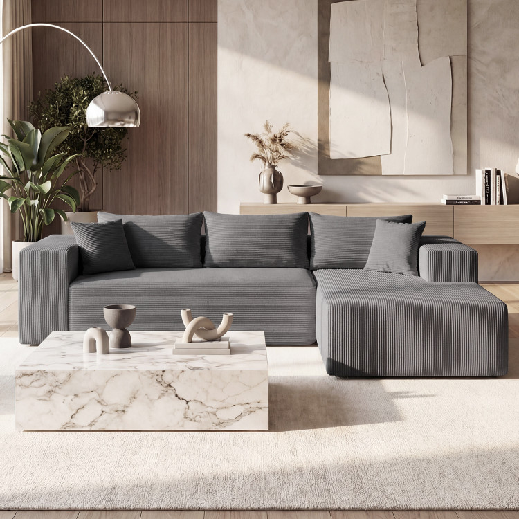 Modular Sectional Sofa Corduroy Upholstered L-shaped Sofa Couch with Deep Seats view 3