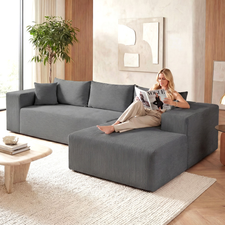 Modular Sectional Sofa Corduroy Upholstered L-shaped Sofa Couch with Deep Seats view 5