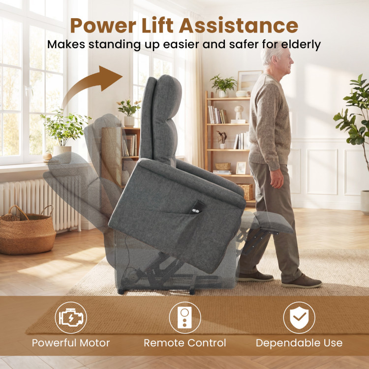 Power Lift Recliner Chair for Elderly with Remote Control and Side Storage Pocket view 7