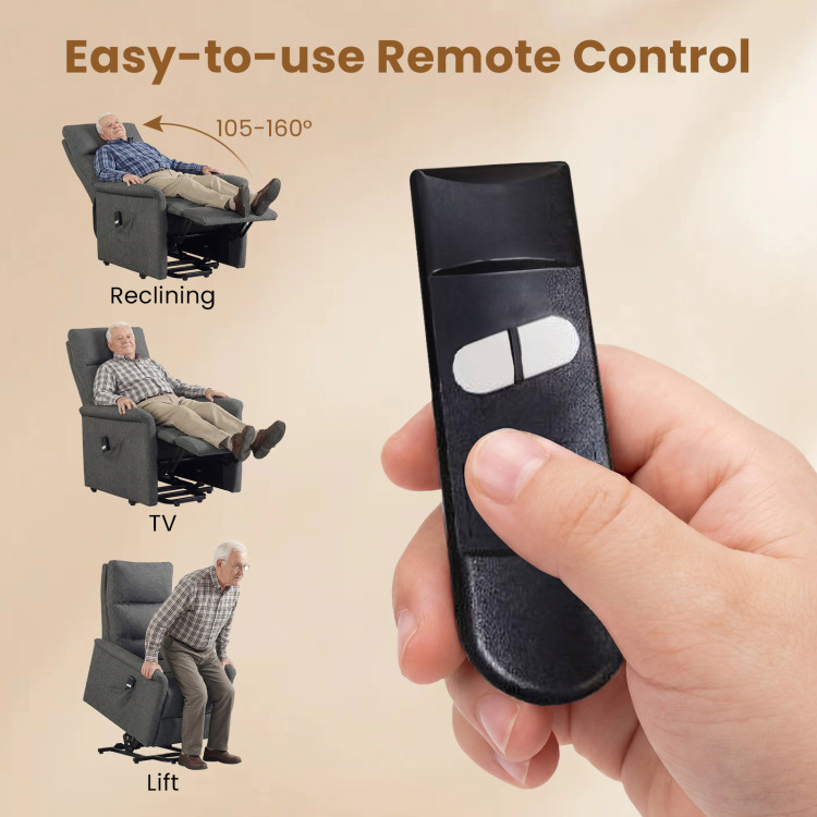 Power Lift Recliner Chair for Elderly with Remote Control and Side Storage Pocket view 8