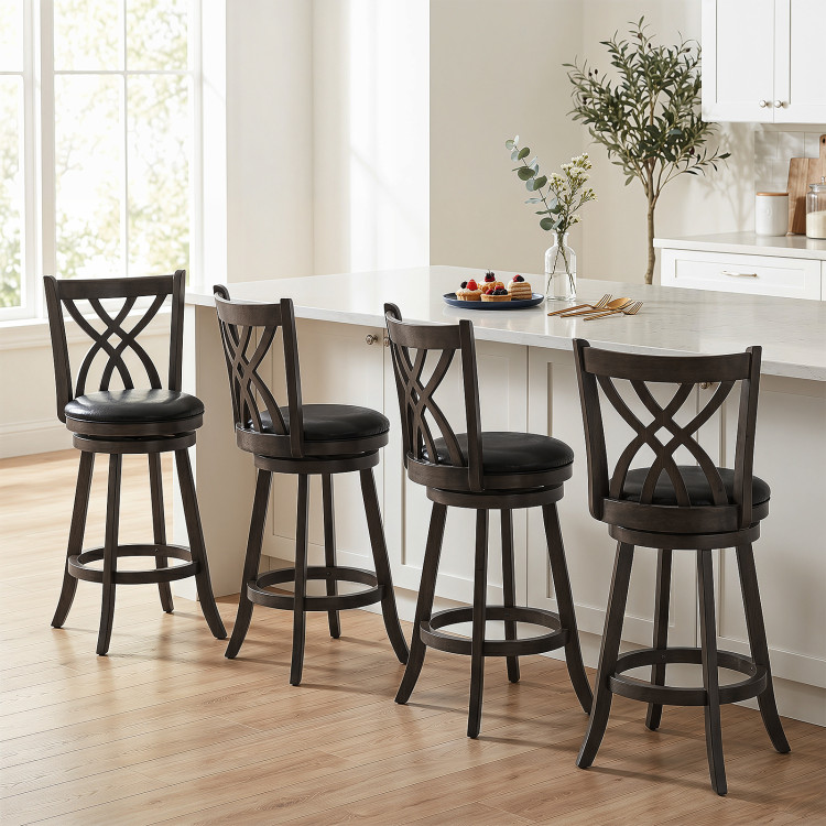 Set of 4 29″ Counter Height Bar Stools with Rubber Wood Frame view 2