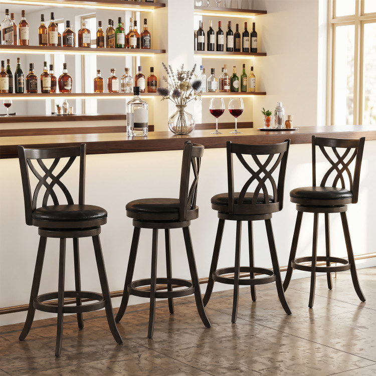 Set of 4 29″ Counter Height Bar Stools with Rubber Wood Frame view 3