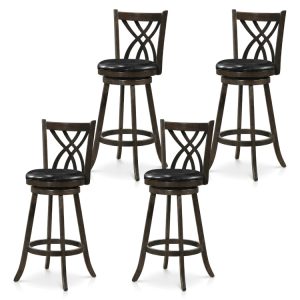Set of 4 29" Counter Height Bar Stools with Rubber Wood Frame