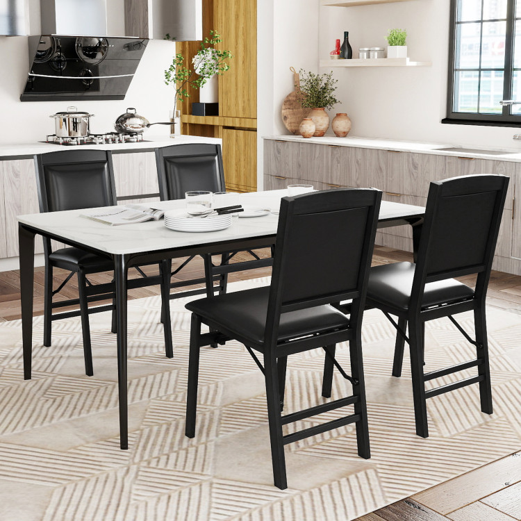 Set of 4 Folding Dining Chairs with Padded Seat and High Backrest view 2