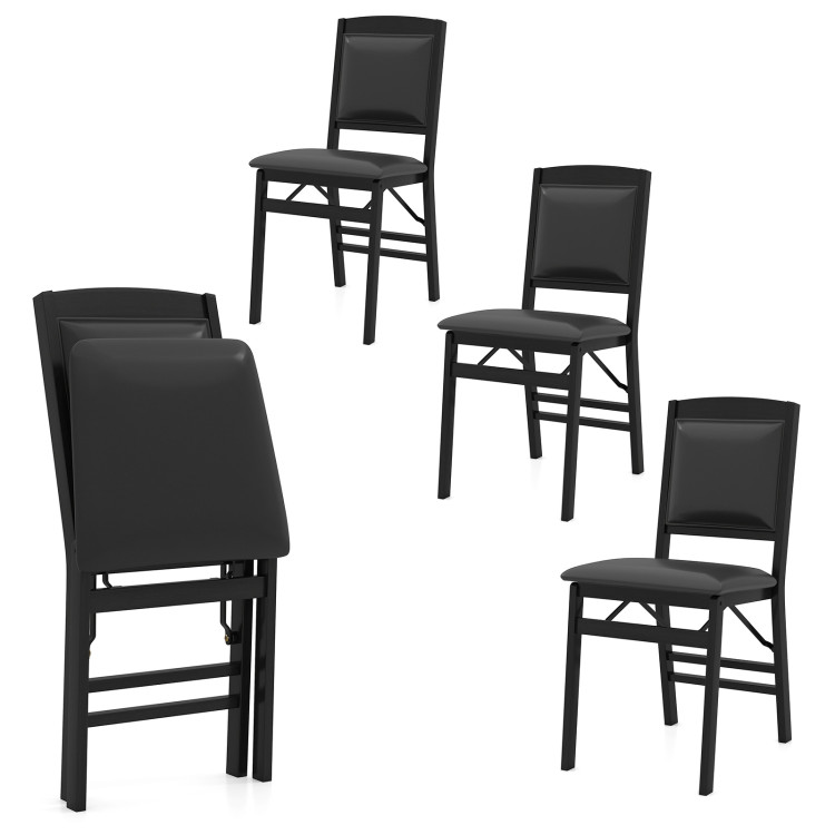 Set of 4 Folding Dining Chairs with Padded Seat and High Backrest view 1