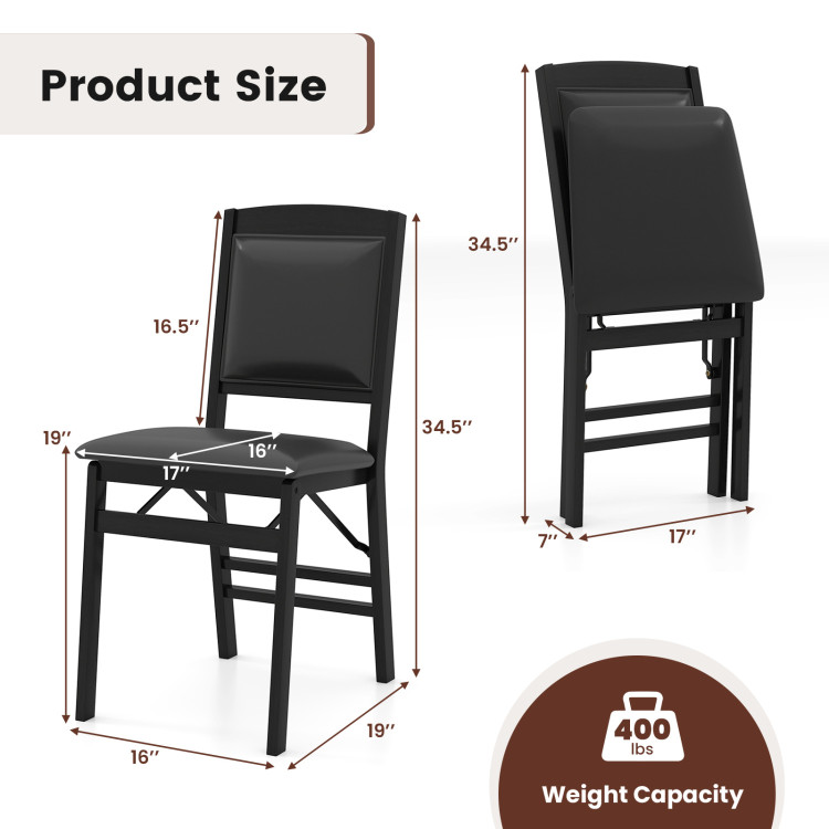 Set of 4 Folding Dining Chairs with Padded Seat and High Backrest view 3