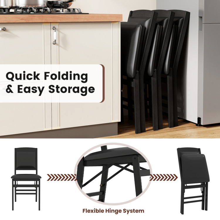 Set of 4 Folding Dining Chairs with Padded Seat and High Backrest view 6