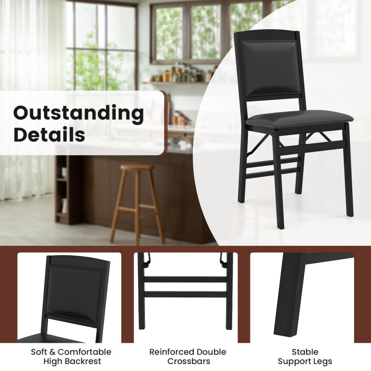 Set of 4 Folding Dining Chairs with Padded Seat and High Backrest view 8