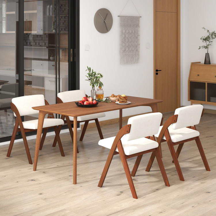 Set of 4 Folding Kitchen Dining Chairs with Rubber Wood Legs view 2