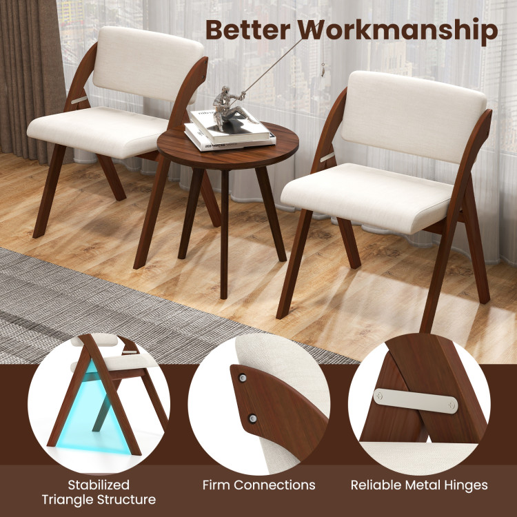 Set of 4 Folding Kitchen Dining Chairs with Rubber Wood Legs view 4