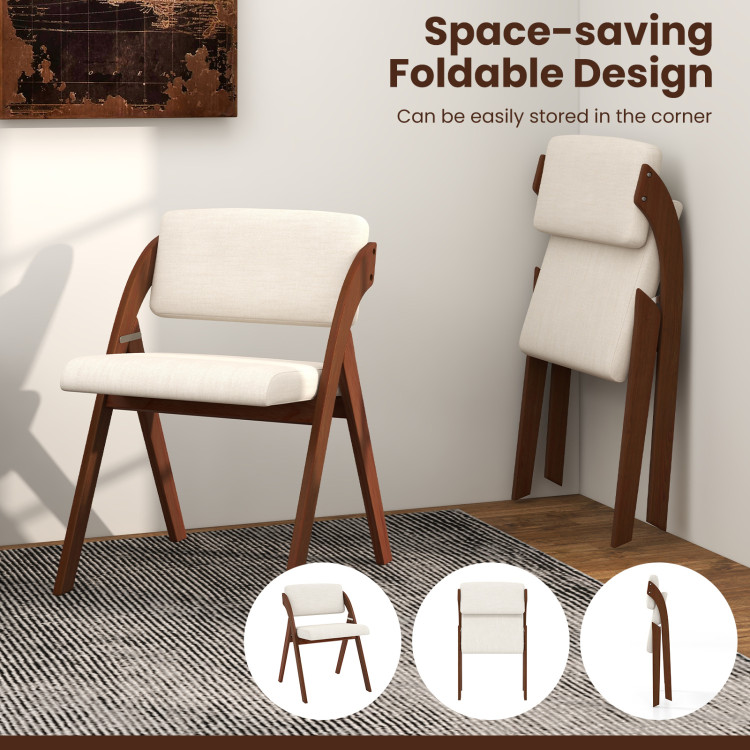 Set of 4 Folding Kitchen Dining Chairs with Rubber Wood Legs view 5