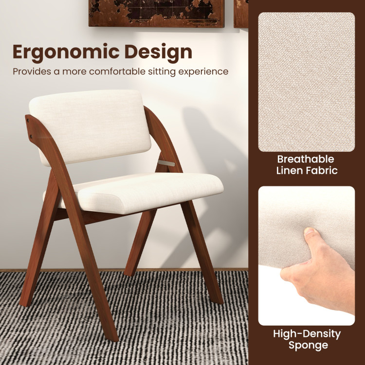 Set of 4 Folding Kitchen Dining Chairs with Rubber Wood Legs view 6