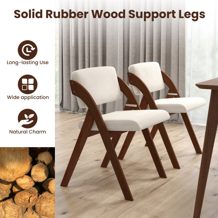 Set of 4 Folding Kitchen Dining Chairs with Rubber Wood Legs view 7