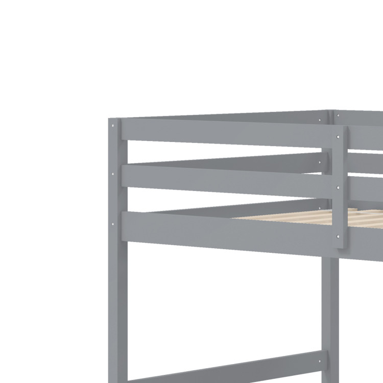 Solid Wood Twin Over Full Low Bunk Bed with Storage Stairs view 4