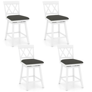 Swivel Bar Stools Set of 4 Counter Height Barstools with Backrest Upholstered Seat Cushion