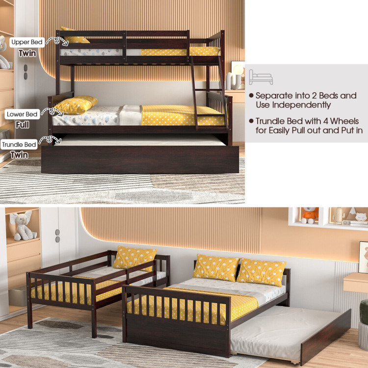 Twin Over Full Convertible Bunk Bed with Twin Trundle view 7