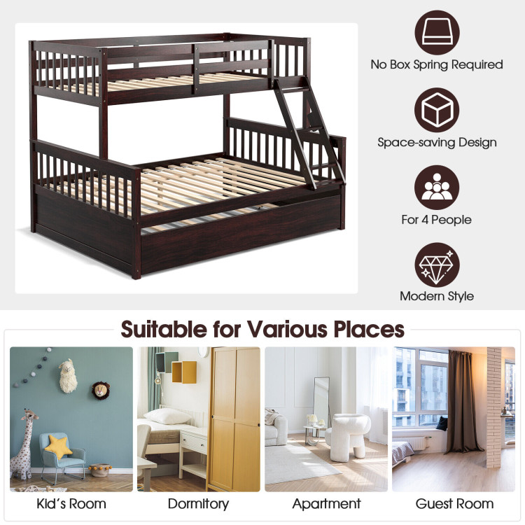 Twin Over Full Convertible Bunk Bed with Twin Trundle - Image 9
