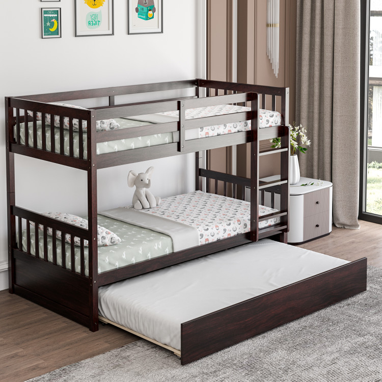 Twin Over Twin Bunk Bed with Pull-out Trundle and Ladder view 2