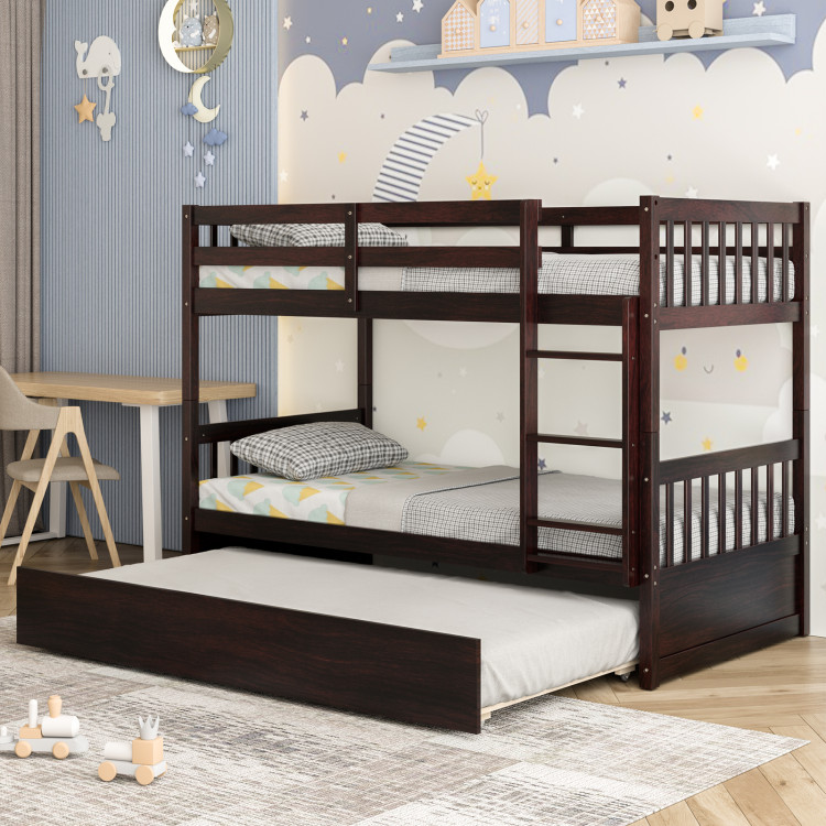 Twin Over Twin Bunk Bed with Pull-out Trundle and Ladder view 3