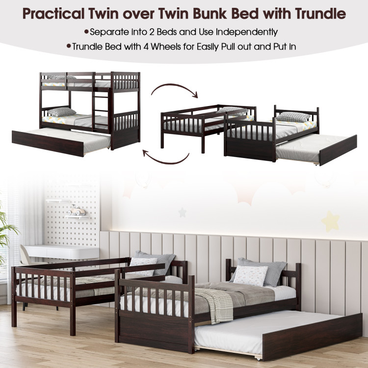 Twin Over Twin Bunk Bed with Pull-out Trundle and Ladder view 7