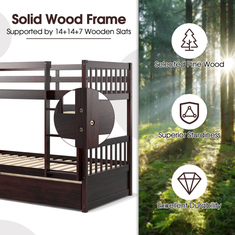 Twin Over Twin Bunk Bed with Pull-out Trundle and Ladder view 8
