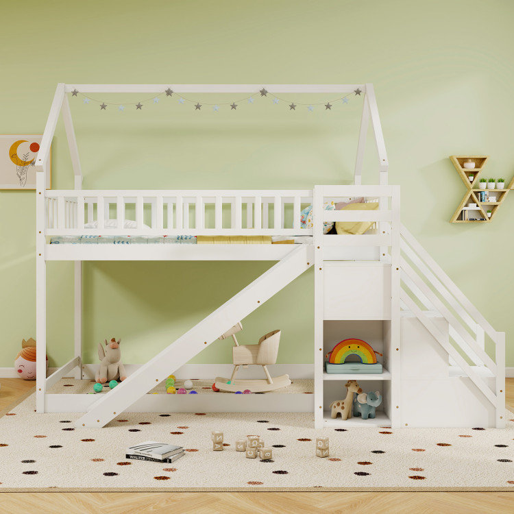 Twin Over Twin Bunk Bed with Slide and Staircase view 3