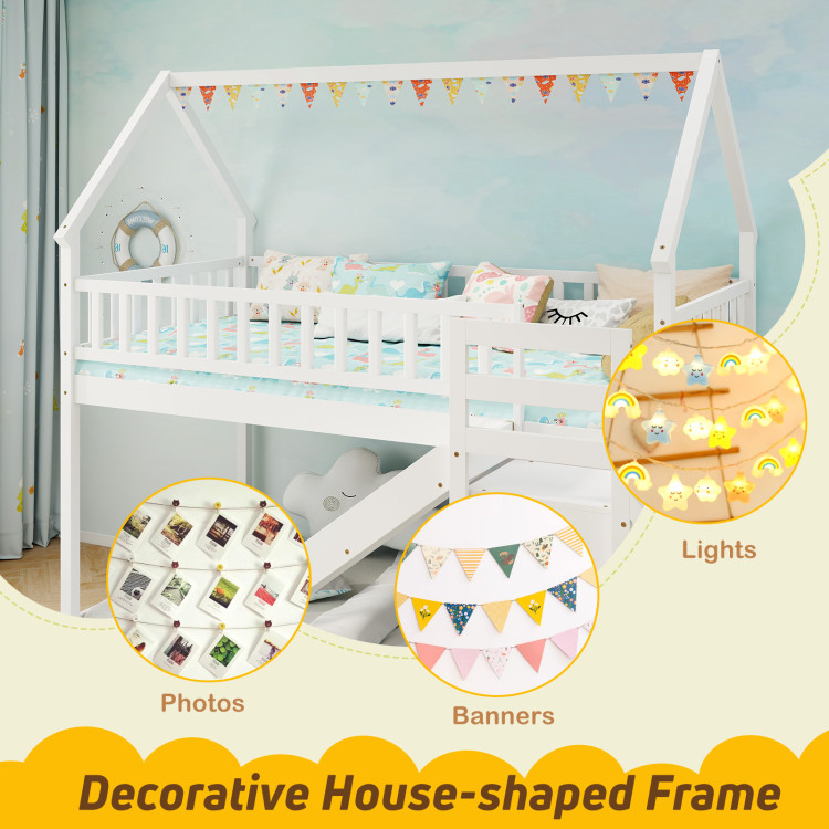 Twin Over Twin Bunk Bed with Slide and Staircase view 6