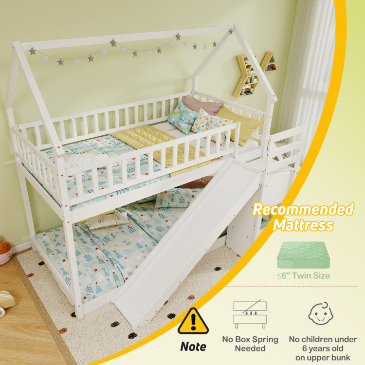 Twin Over Twin Bunk Bed with Slide and Staircase view 7