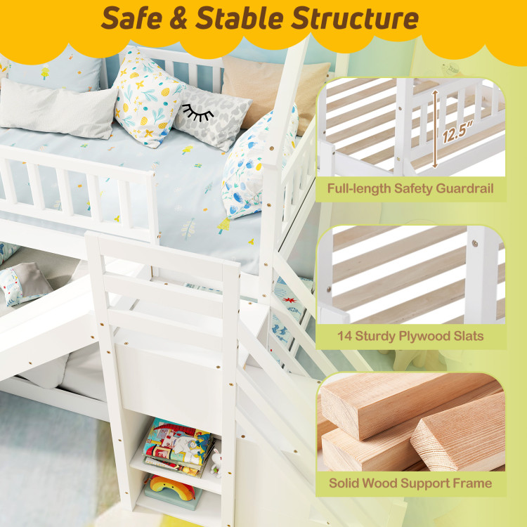 Twin Over Twin Bunk Bed with Slide and Staircase view 8