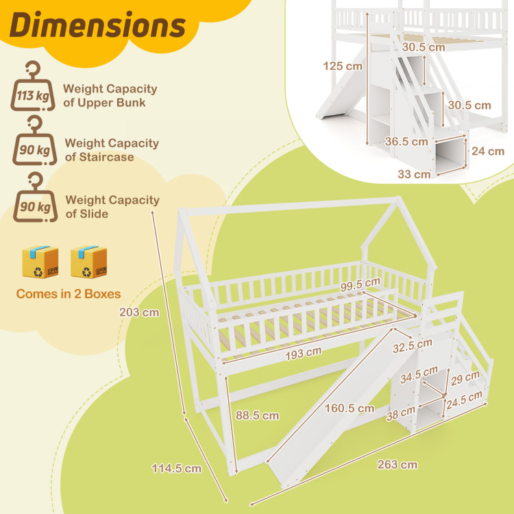 Twin Over Twin Bunk Bed with Slide and Staircase view 4