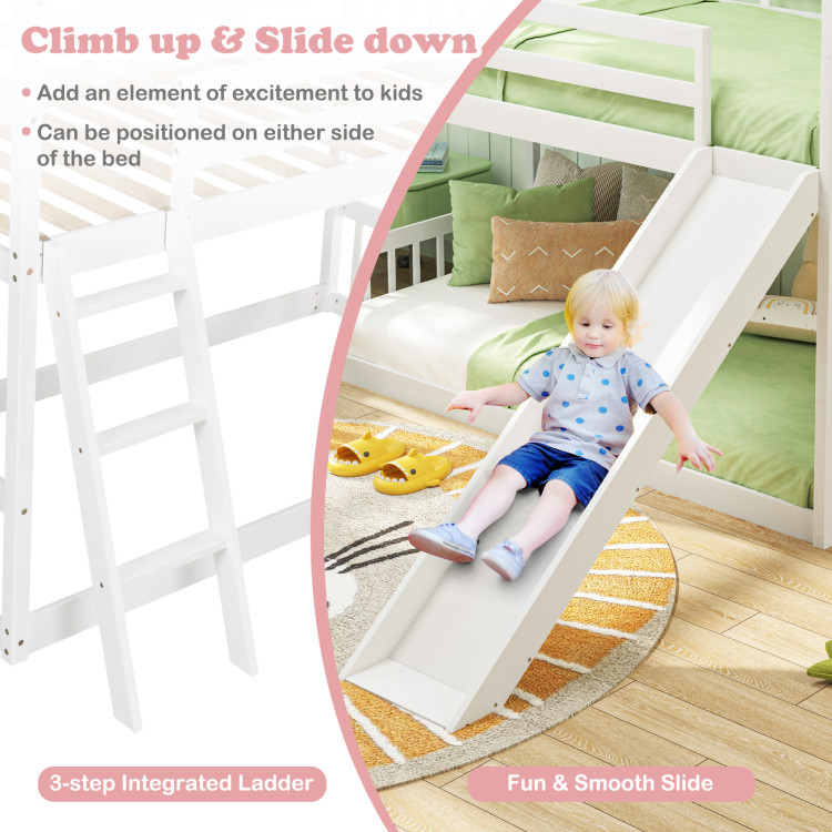 Twin Over Twin House Bunk Bed with Slide and Ladder view 5