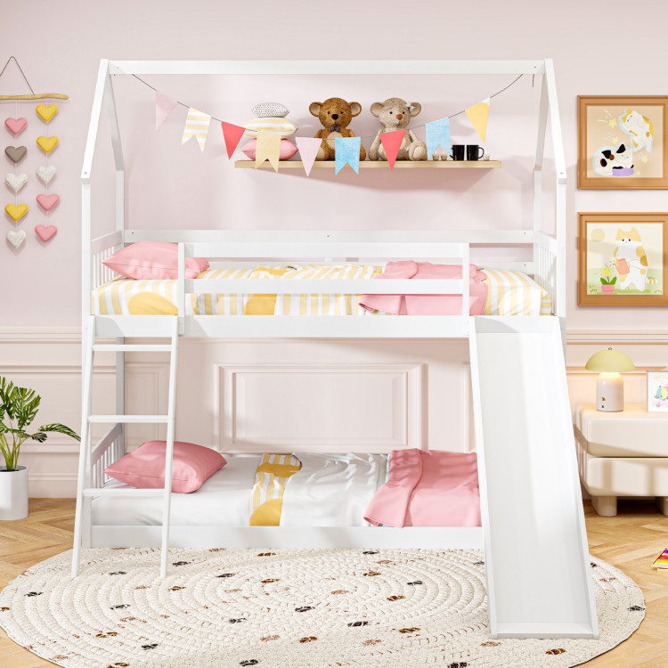 Twin Over Twin House Bunk Bed with Slide and Ladder view 8