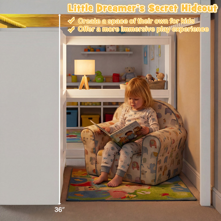 Twin Size Loft Bed with LED Lights and Underbed Space for Kids view 6