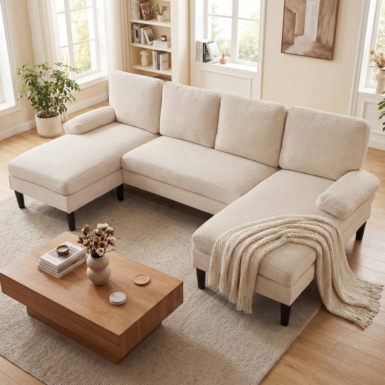 U-shaped Sectional Couch with Double Chaise for Living Room view 2