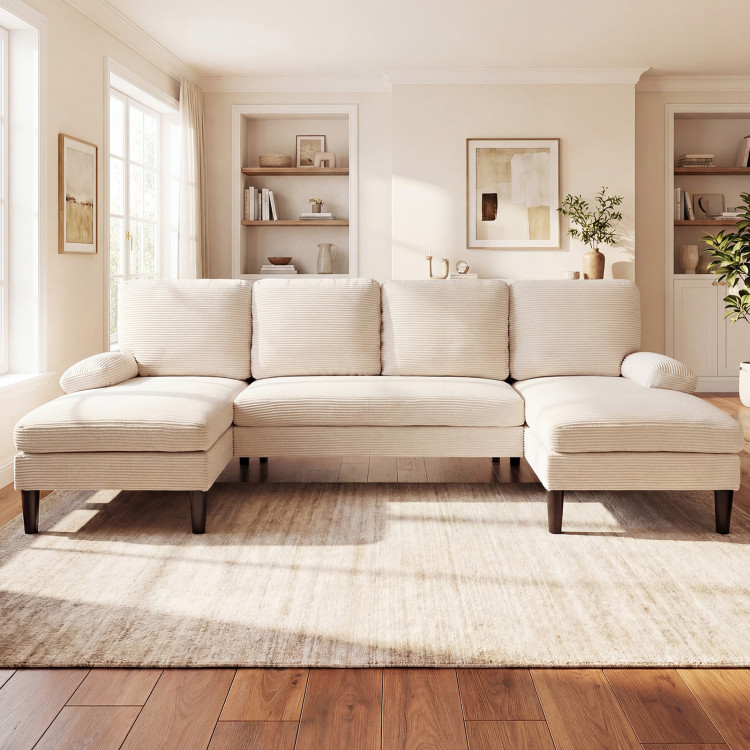 U-shaped Sectional Couch with Double Chaise for Living Room view 3