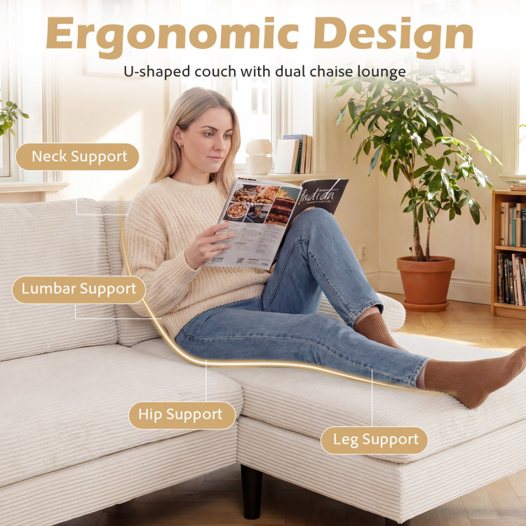 U-shaped Sectional Couch with Double Chaise for Living Room view 7