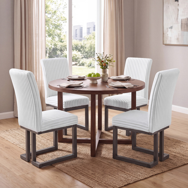 Upholstered Dining Chairs Set of 4 with Rubber Wood Legs and Padded Seat for Dining Room view 2