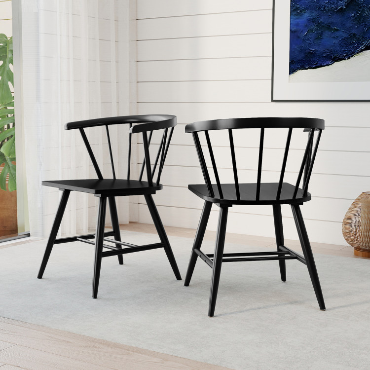 Windsor Dining Chair Set of 4 Mid-Century Modern Black Kitchen Chairs view 5