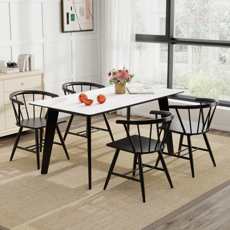 Windsor Dining Chair Set of 4 Mid-Century Modern Black Kitchen Chairs view 2