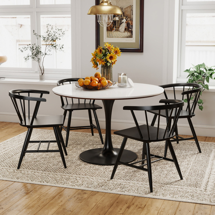 Windsor Dining Chair Set of 4 Mid-Century Modern Black Kitchen Chairs view 3