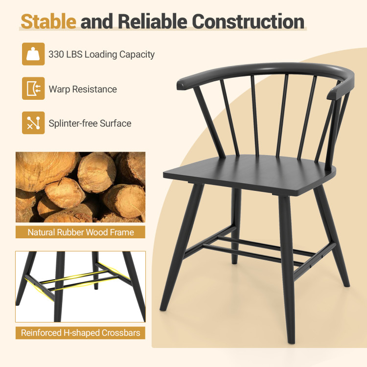 Windsor Dining Chair Set of 4 Mid-Century Modern Black Kitchen Chairs view 7